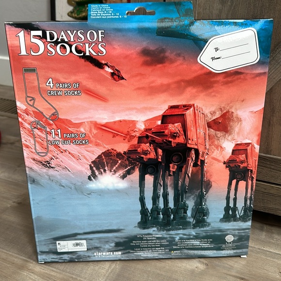 NIB Star Wars 15 Days of Socks Christmas MEN’S Shoe Size 6-12 Crew Low Countdown - Picture 4 of 5